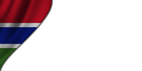 White background with Gambia flag on the left. 3D illustration