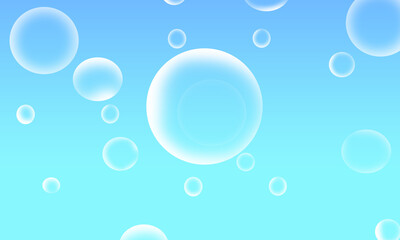 Abstract background image, clear bubbles on a blue-white background