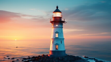 Obraz premium Little Traverse Bay Lighthouse Harbor Springs, HD, Background Wallpaper, Desktop Wallpaper