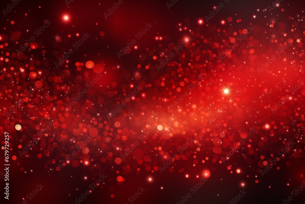 Poster abstract background with digital red particles wave and light, featuring shining star dots