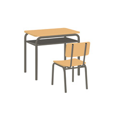 School desk and chair flat vector isolated on white background. School supply. Back to school.