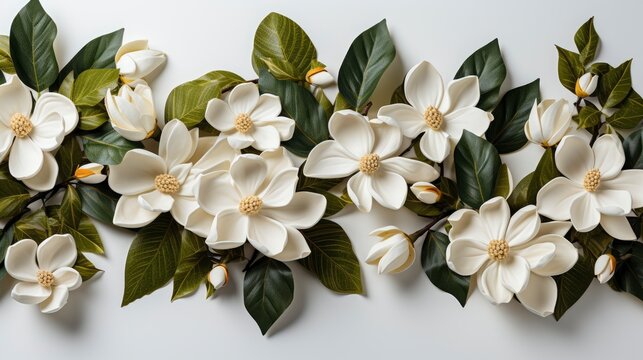 Magnolia Flowers Isolated On White, HD, Background Wallpaper, Desktop Wallpaper