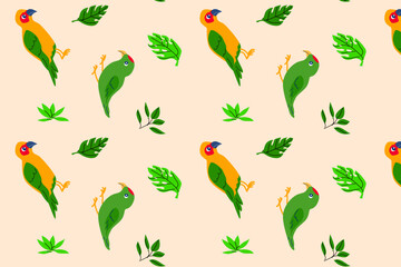 green and yellow parrots - tropical fabric pattern