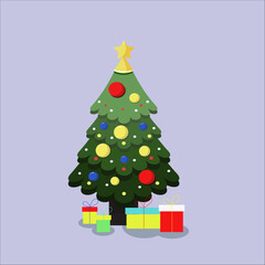 Christmas tree with toys and gifts under it