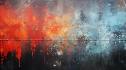 A painting of a colorful on a gray background