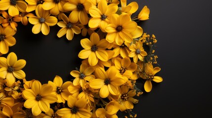 Flowers Composition Wreath Made Various Yellow, HD, Background Wallpaper, Desktop Wallpaper