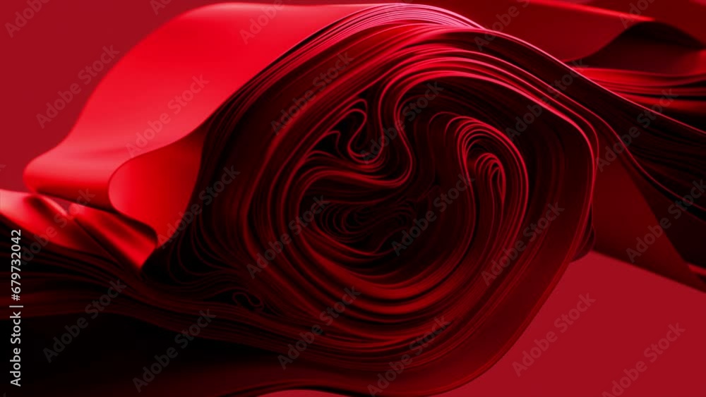 Aufkleber vivid red abstract 3d ribbon swirling in space. 3d animation with a fluid, glossy finish.