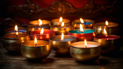 Flowers and candles Zen Feng Shui. Generative AI,