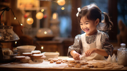 お菓子作りをする女の子