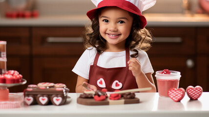 バレンタイン　お菓子作りをする女の子