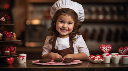 お菓子作りをする女の子　バレンタイン