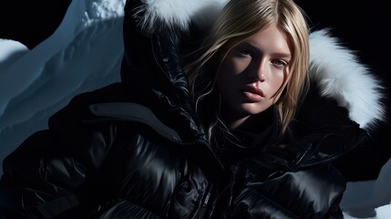 girls of model appearance in winter jackets