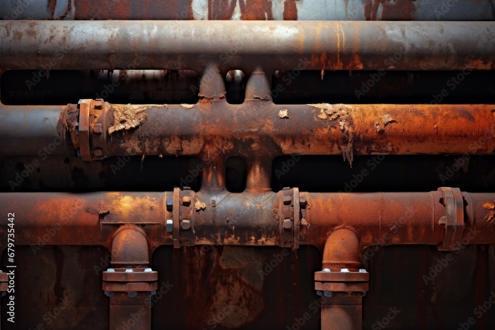 Poster old pipes requiring replacement. background with selective focus and copy space