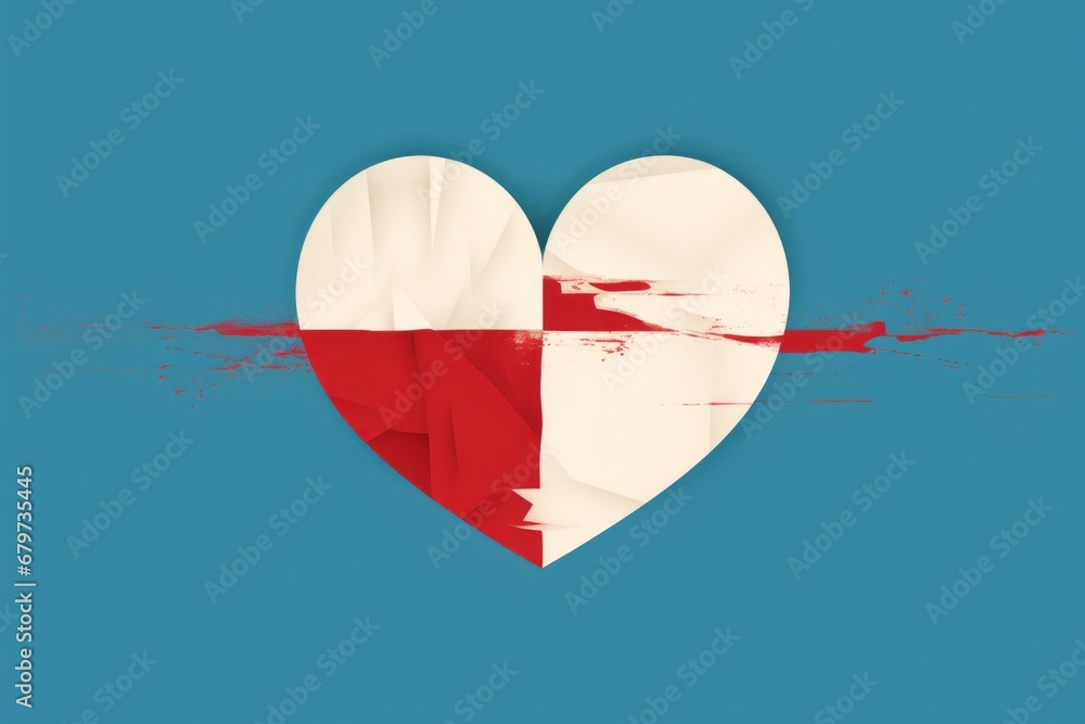 Poster abstraction on the theme of a broken heart. background with selective focus and copy space for text