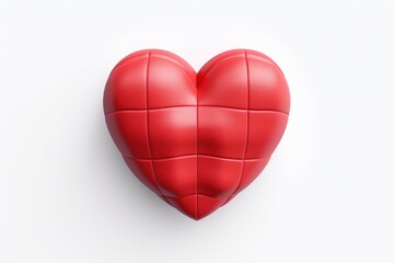 Red heart with sofa texture. Background with selective focus and copy space