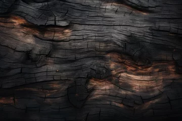 Papier Peint photo Autocollant Texture du bois de chauffage Rough textured uneven surface of burnt timber. Background with copy space