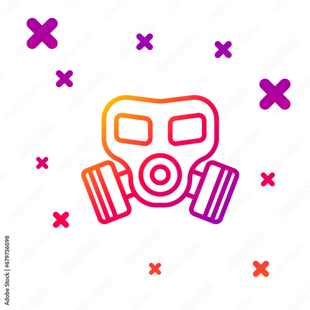 Poster color line gas mask icon isolated on white background. respirator sign. gradient random dynamic shap