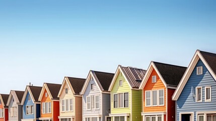 Fototapeta na wymiar Colorful Houses on Suburban Neighborhood Street on a Sunny Day