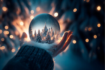 A magical winter Christmas tale inside a glass ball