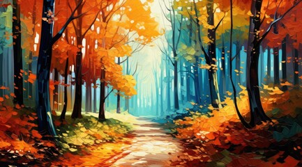 Obraz na płótnie Canvas Scenic Forest Path Wallpaper