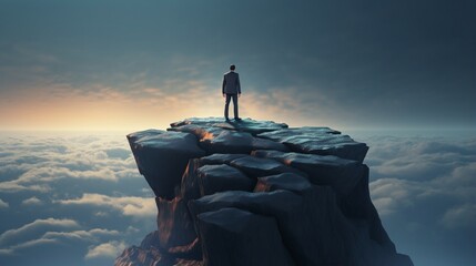 A stranded businessman stuck on an isolated rock as a corporate idea for financial crisis or being lost and career or financial help in an illustration style. - Powered by Adobe