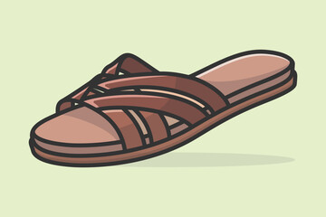 Women Flat Slipper Shoe vector illustration. Beauty fashion objects icon concept. Fashionable woman unique slipper vector design.