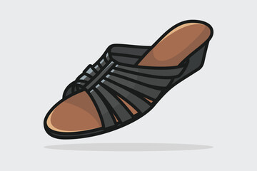 Stylish Leather Women Slipper, Trendy Casual Style Slipper Shoe vector illustration. Beauty fashion objects icon concept. Fashionable woman slipper vector design.