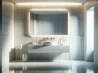 Fototapeta na wymiar Elegant White Bathroom for Product Staging
