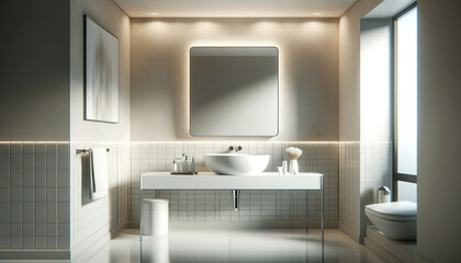Fototapeta na wymiar Elegant White Bathroom for Product Staging