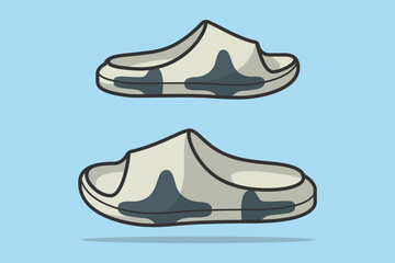 Pair Of Men Footwear Slippers Shoes vector illustration. Beauty fashion objects icon concept. Colorful flip flop slippers shoes vector design. - obrazy, fototapety, plakaty