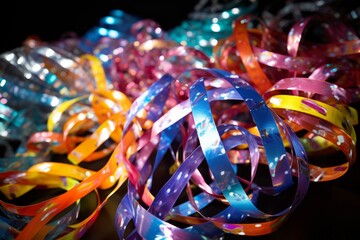 The Excitement Builds as Coiled Streamers Await their Moment in the New Year's Eve Spotlight - obrazy, fototapety, plakaty