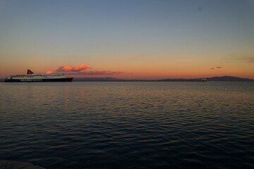 ship at sunset