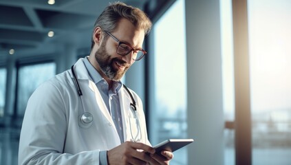 A Scientist Engaged in Research on His Cell Phone in a Laboratory Setting