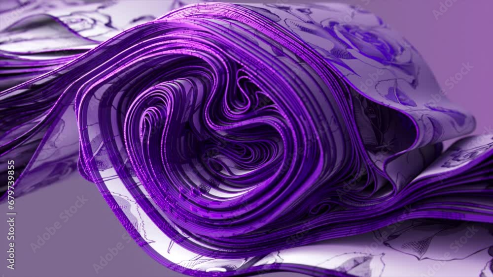 Aufkleber a purple and white fabric swirl with intricate patterns creates a mesmerizing 3d animation.