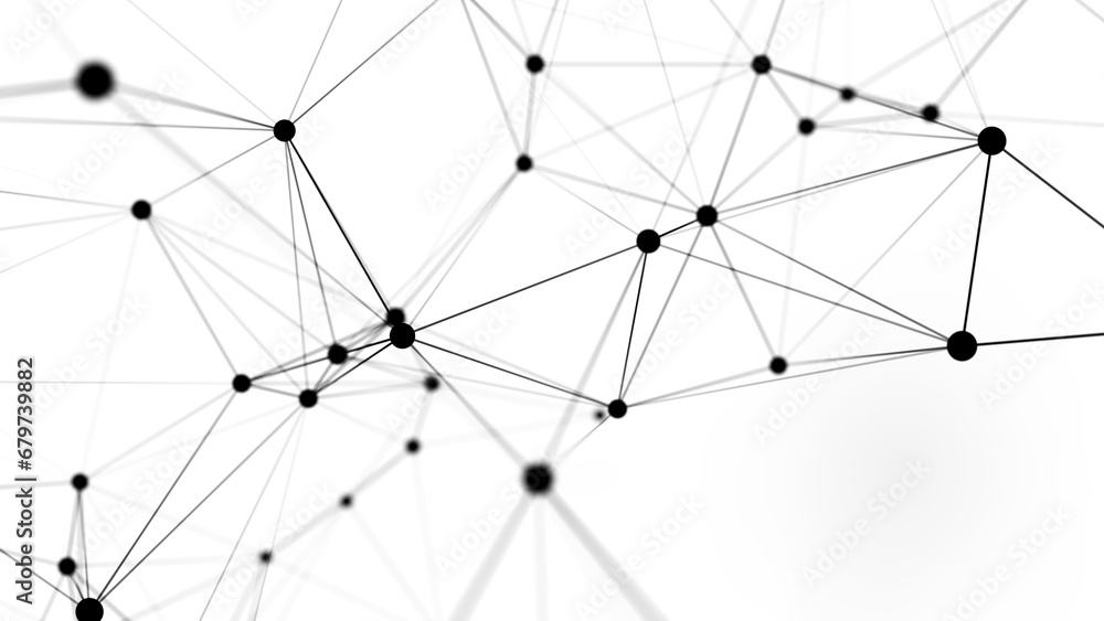 Fototapete Network connection data structure. Information technology. Big data visualization. 3D rendering.