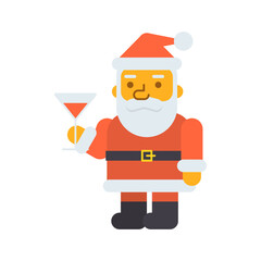 Santa three quarters holding glass