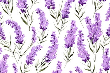 Seamless spring leaf summer illustration pattern watercolor background purple design floral vintage plant flower