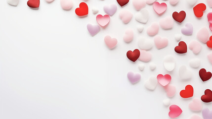 Valentine's day background with red and pink hearts  on white background