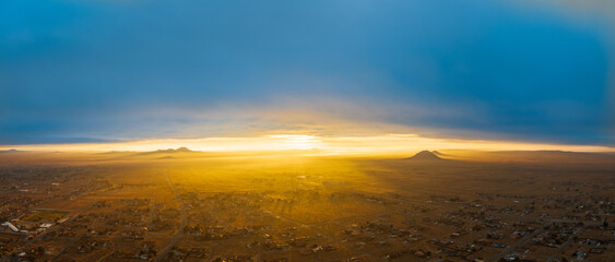 Panoramic View of a Sunrise over the Mojave Desert