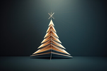 Abstract representation of a Christmas tree using geometric shapes and lines