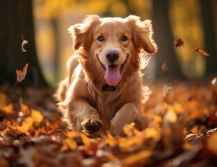 Doggy Dash Through Autumn's Colorful Canopy