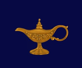 Fototapeta na wymiar Magic golden oil lamp oriental tale style 
