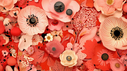 flower background painting Many species, bright colors