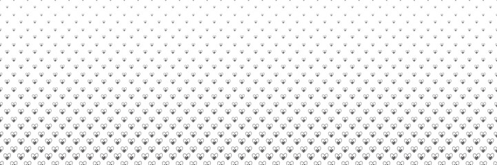 Blended  doodle black heart line on white for pattern and background, halftone effect.