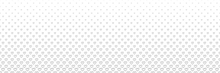 Blended  doodle black heart line on white for pattern and background, halftone effect.
