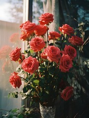 Valentines day background wallpaper, chocolate love, hearts, romantic roses, Generative AI