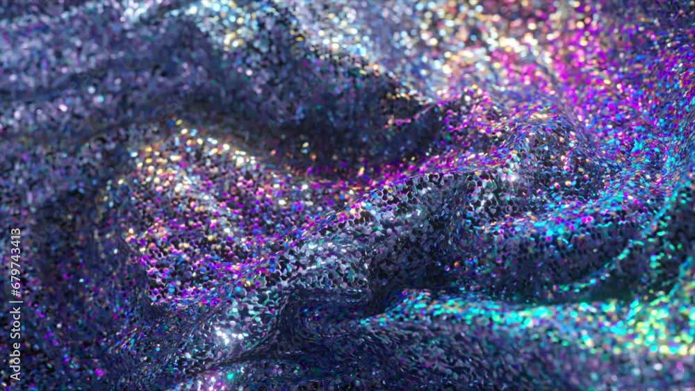 Poster a sea of sequins creates a mesmerizing texture of sparkling blues and purples. 3d animation.