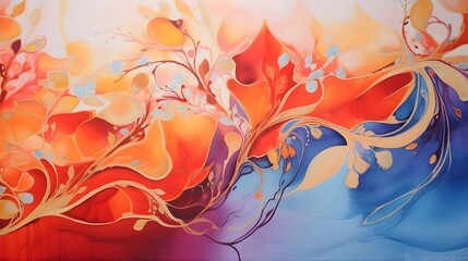 Abstract Vivid Colors Fluid Art Composition