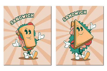 set of sandwich with cartoon characters