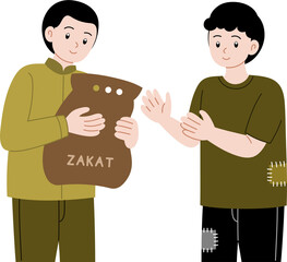 Muslim people give zakat cartoon character